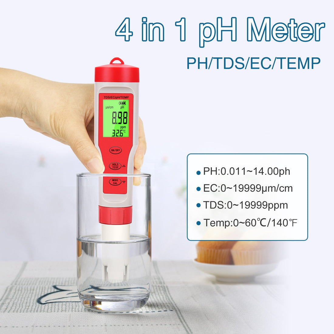 NOYAFA NF-EZ9908 4 In 1 pH Meter Water Tester