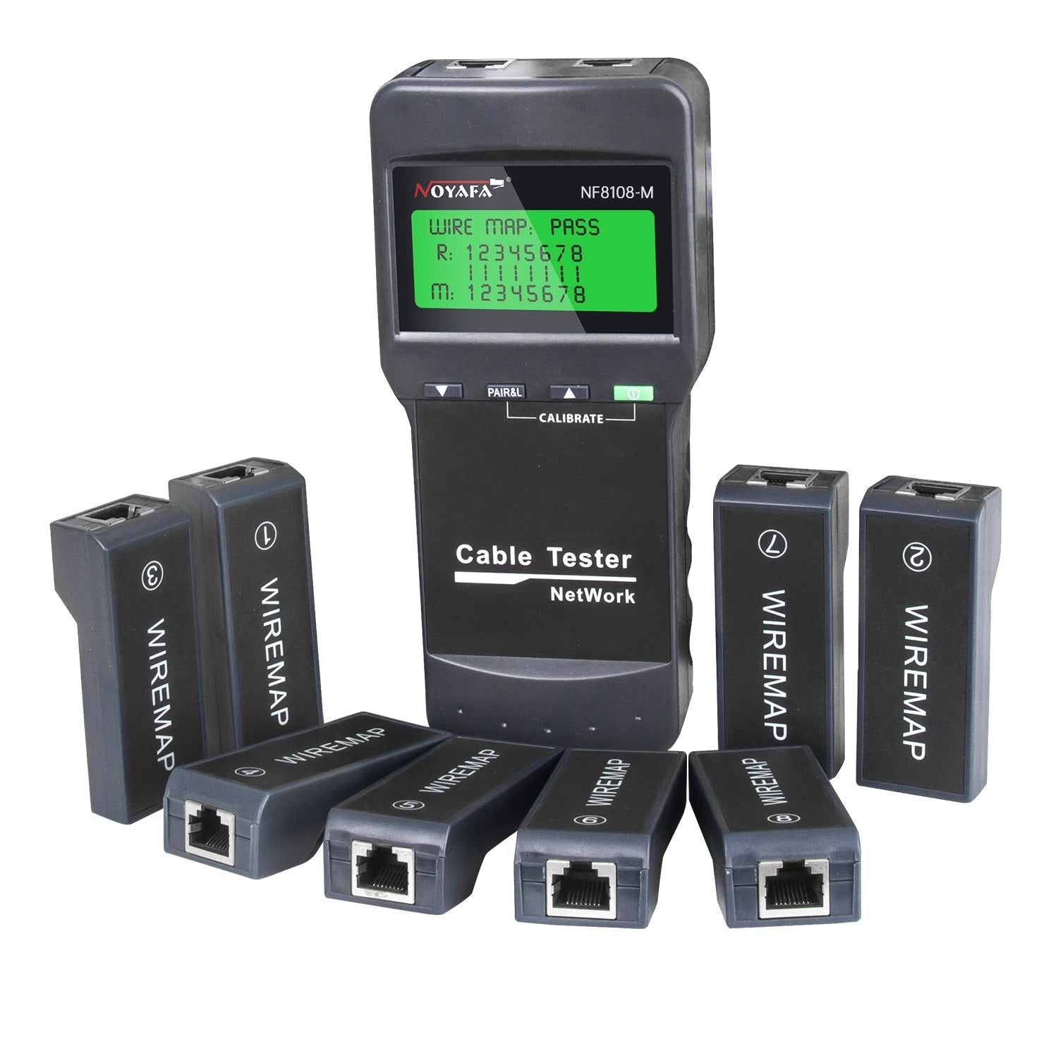 NOYAFA NF-8108M Network Cable Tester Cable Wire Fault Finder with 8 remote. Measure Length for RJ45/Cat5/Cat6/5E/ 6E cable