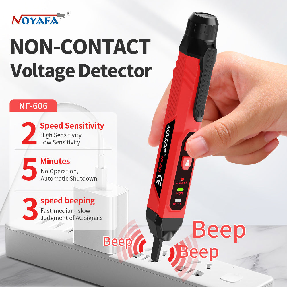 [New Arrival]NOYAFA NF-606 Non-Contact Voltage Detector：Easy Operation, Sensitivity Switching, Dark Mode, Energy Saving, and Low Voltage reminder